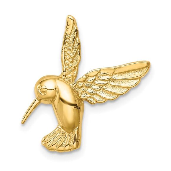 14k Yellow Gold Polished Hummingbird Chain Slide